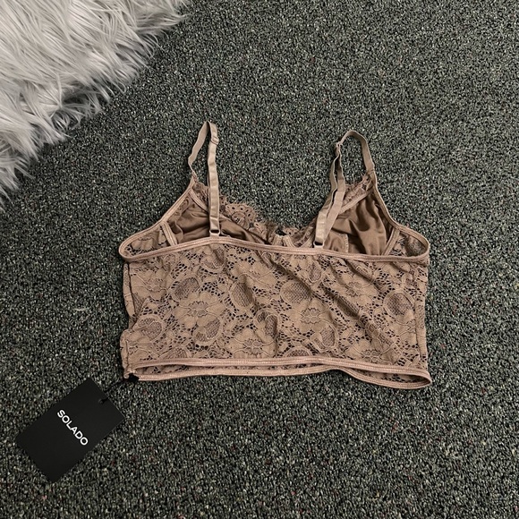 Nude Taupe Brown Tan Lace Structured Bustier Bra Corset Top Sexy Stretch Shirt S - Picture 5 of 16